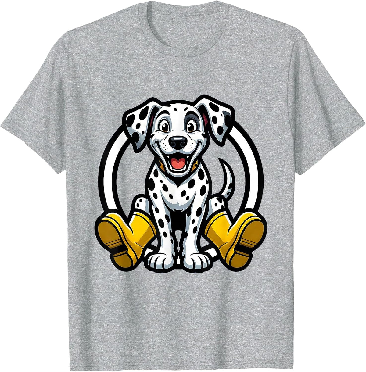 Men's Dalmatian in Rain Boots Cute Dog Graphic T-Shirt - Heather Grey