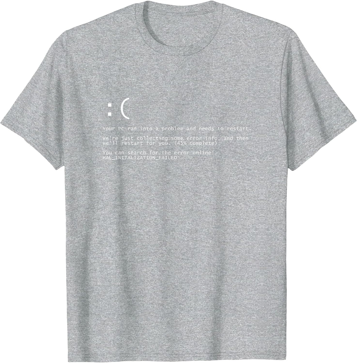 BSOD Death Screen T-Shirt Blue T-Shirt - Heather Grey