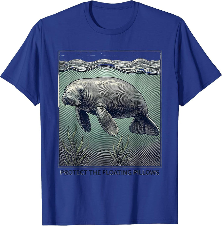 Protect The Floating Pillows Funny Manatee Lover Florida T-Shirt - Royal Blue