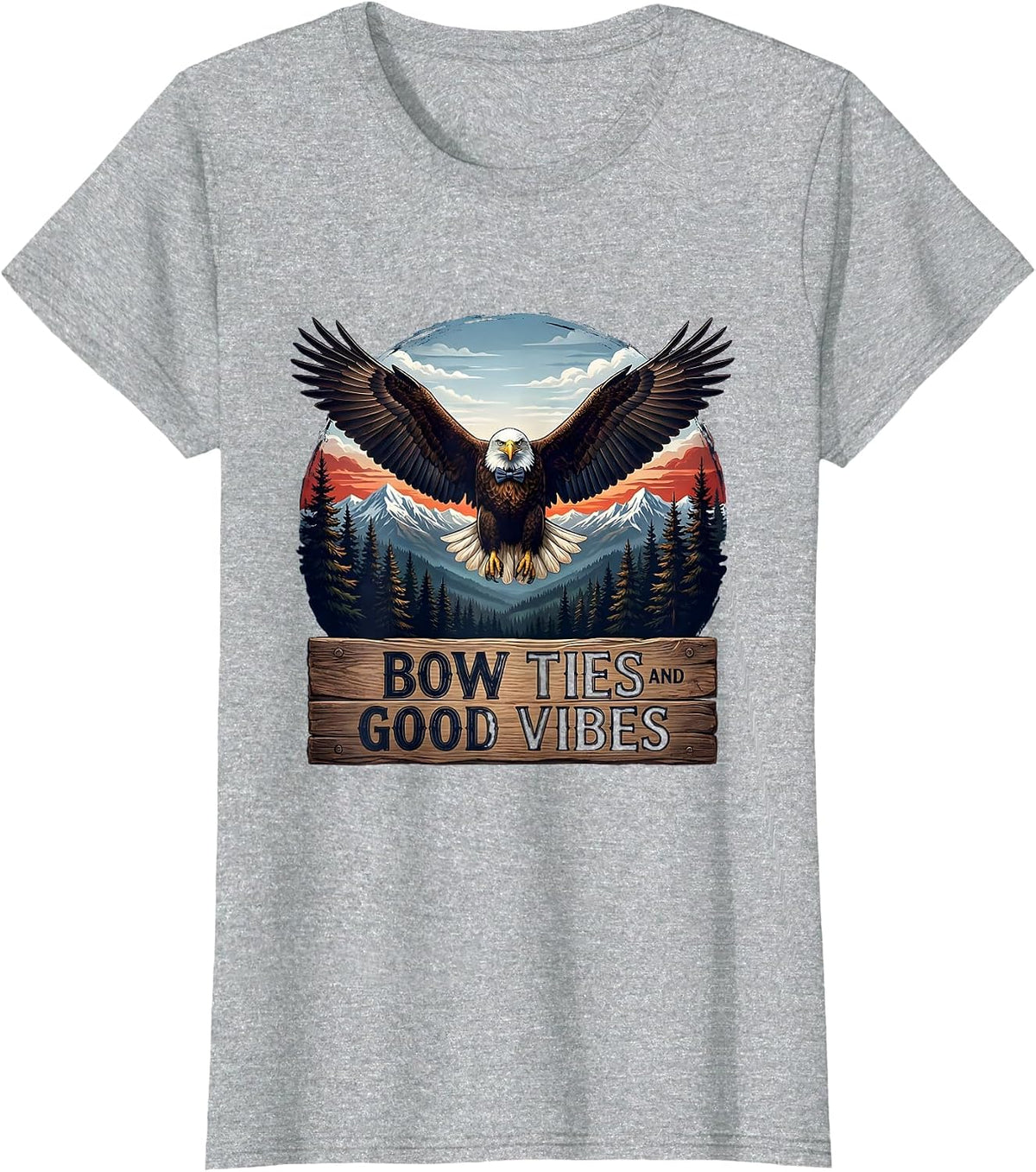 Bow Ties and Good Vibes Tuxedo Graphic Design T-Shirt - Heather Grey
