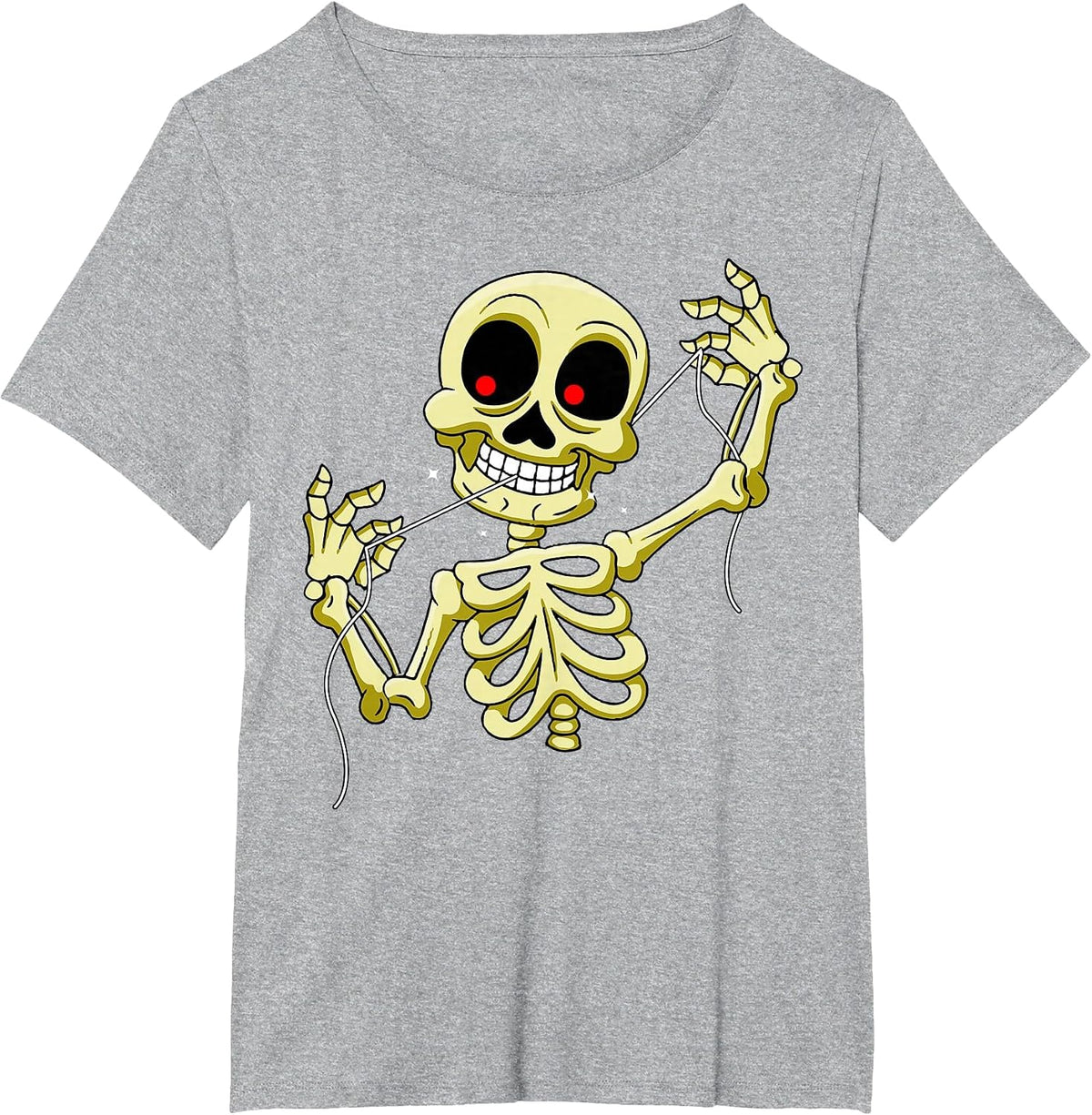 Funny flossing Skeleton Tshirt Meme Pun Dentist T-Shirt - Heather Grey