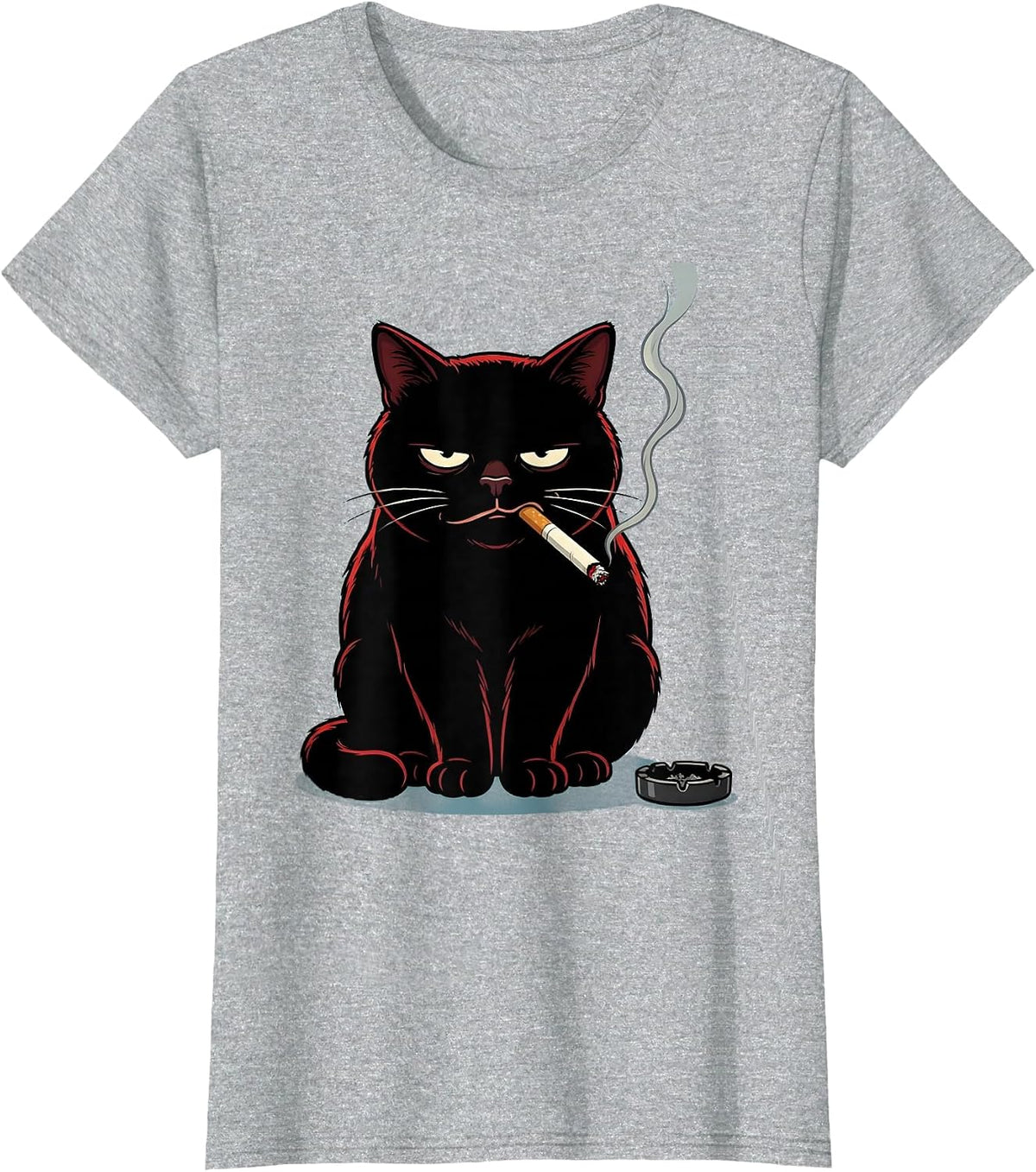 Women's Smoking Cat Meme Funny Cigarette Kitten Crude Humor T-Shirt - Heather Grey