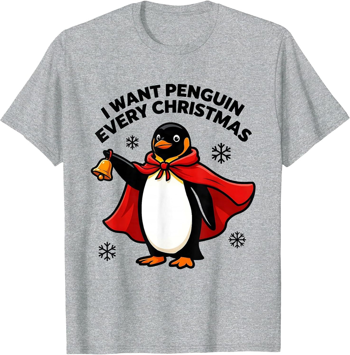 Men's I Want Penguin Every Christmas Funny Penguin Lover Christmas T-Shirt - Heather Grey