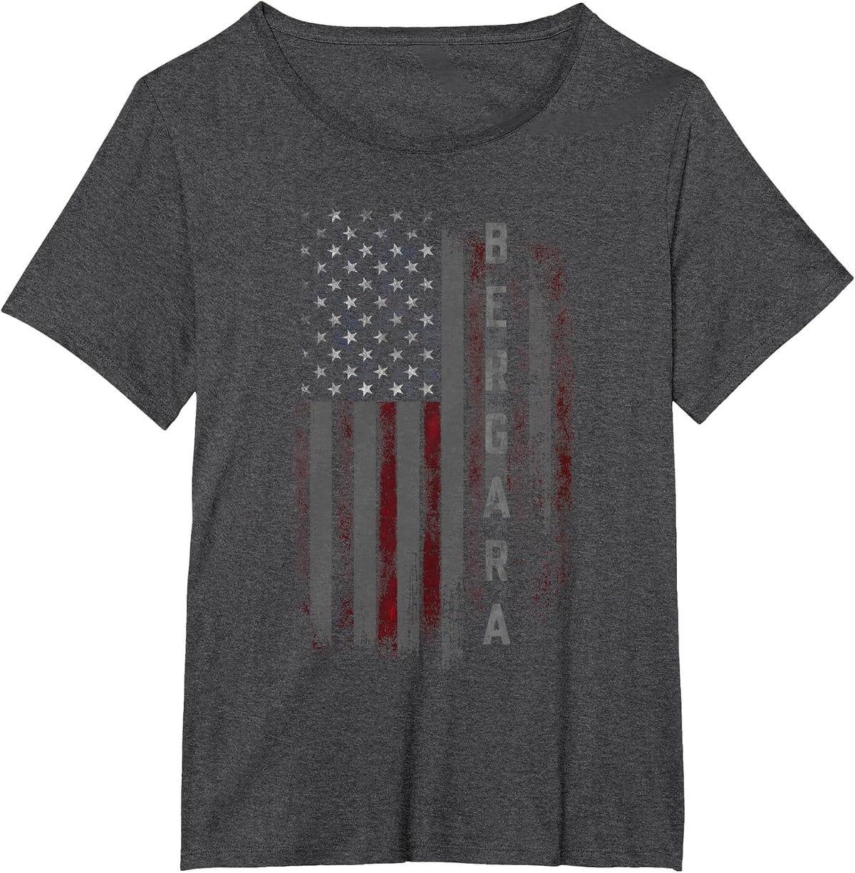 Bergara Family American Flag T-Shirt - Dark Heather Grey