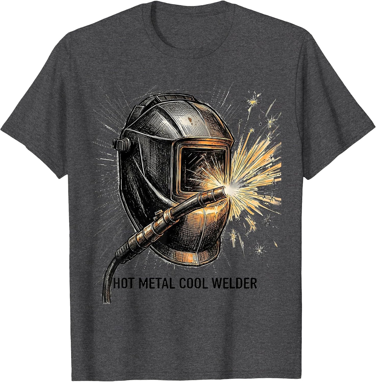 Men's Hot Metal Cool Welder Graphic Design T-Shirt - Dark Heather Grey