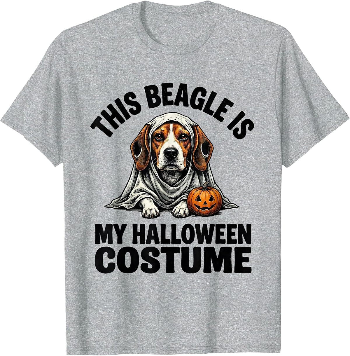 Men's This Beagle Is My Halloween Costume Funny Dog Lover Ghost T-Shirt - Heather Grey