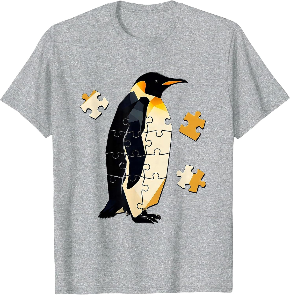 Men's Angular Penguin Silhouette Funny Penguin Lover Gift T-Shirt - Heather Grey