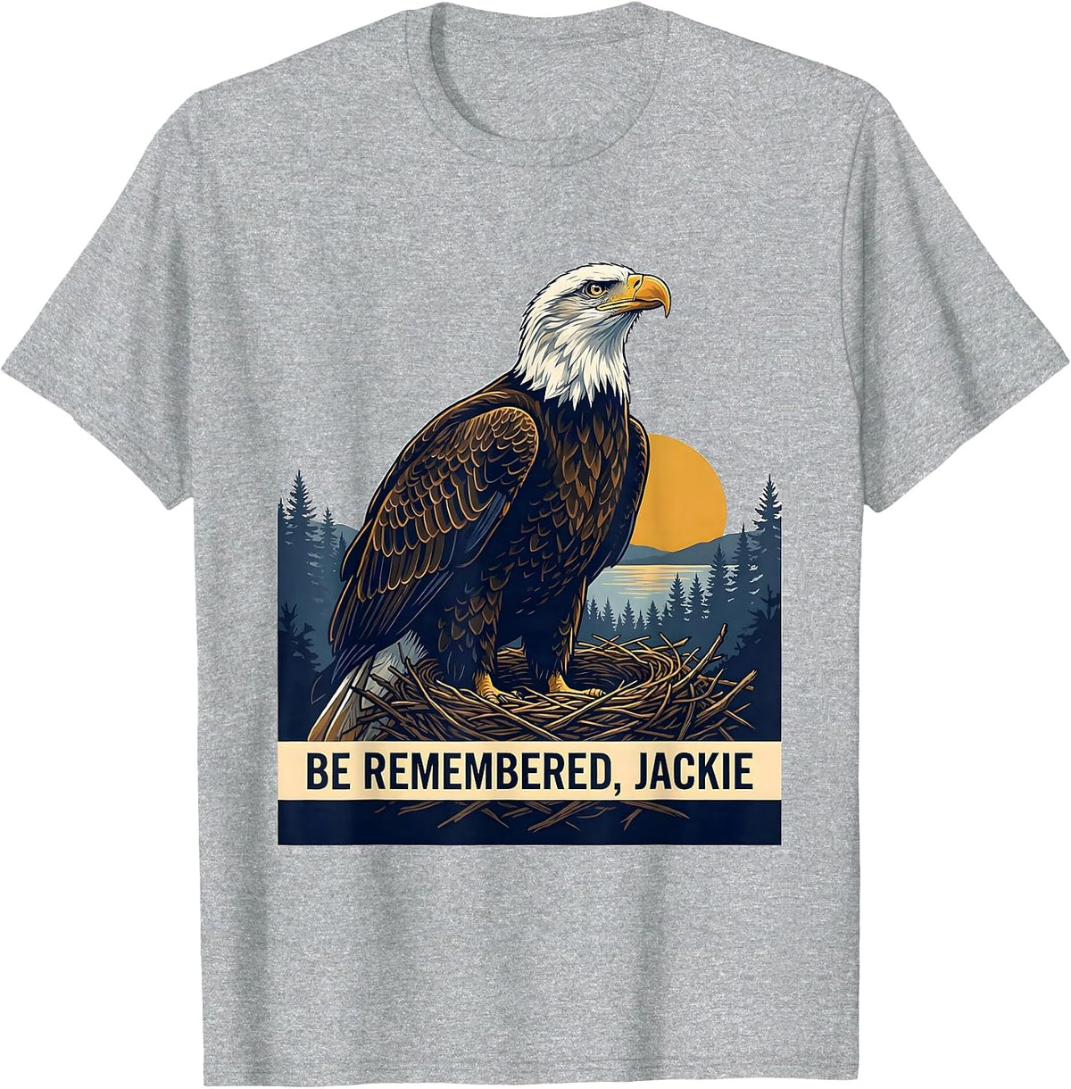 Men's Be Remembered Jackie Vintage Bald Eagle Memorial Tribute T-Shirt - Heather Grey