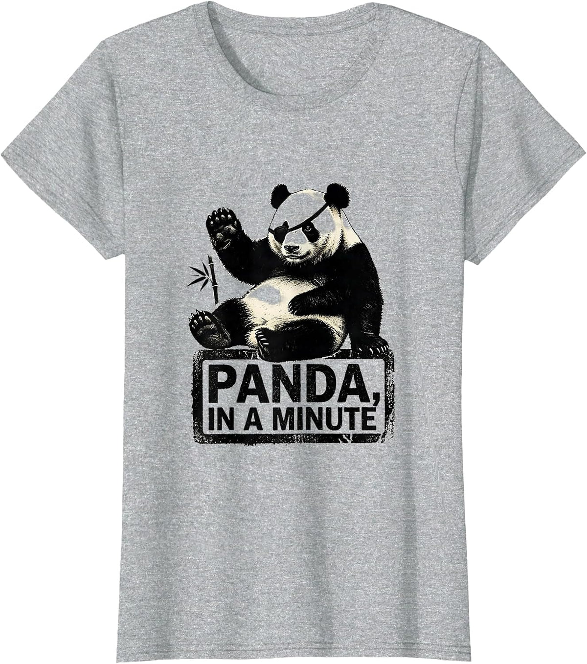 Panda In A Minute Rubber Stamp Funny Animal Lover Gift T-Shirt - Heather Grey