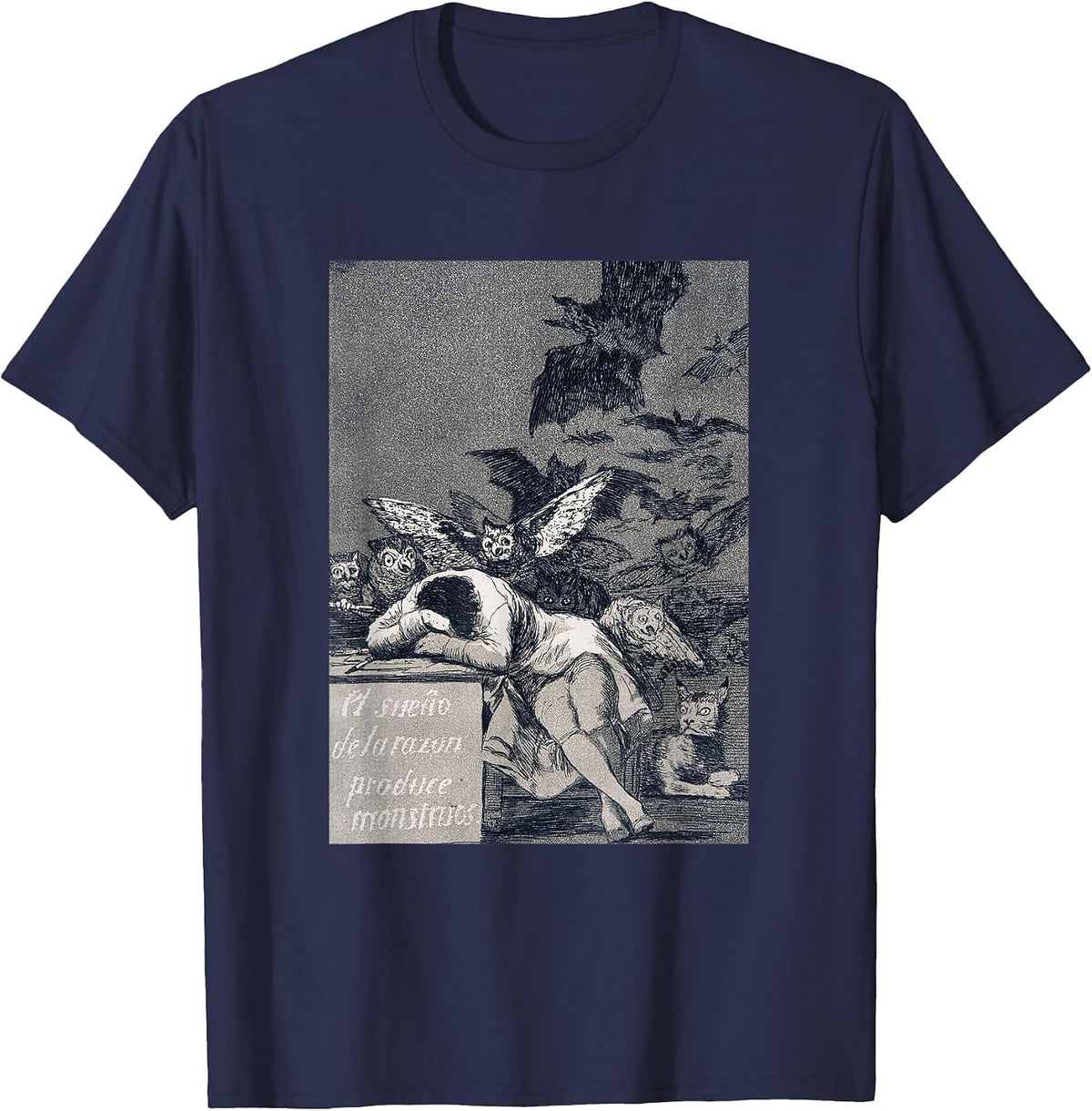 Francisco Goya - The Sleep of Reason Produces Monsters T-Shirt - Navy Blue