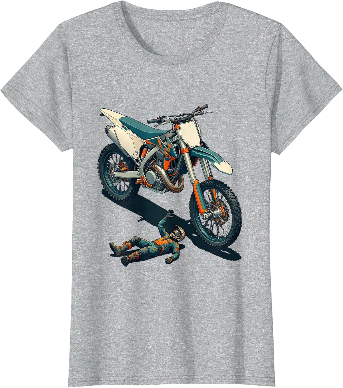 Dirt Bike Crash Funny Motocross Rider Gift T-Shirt - Heather Grey