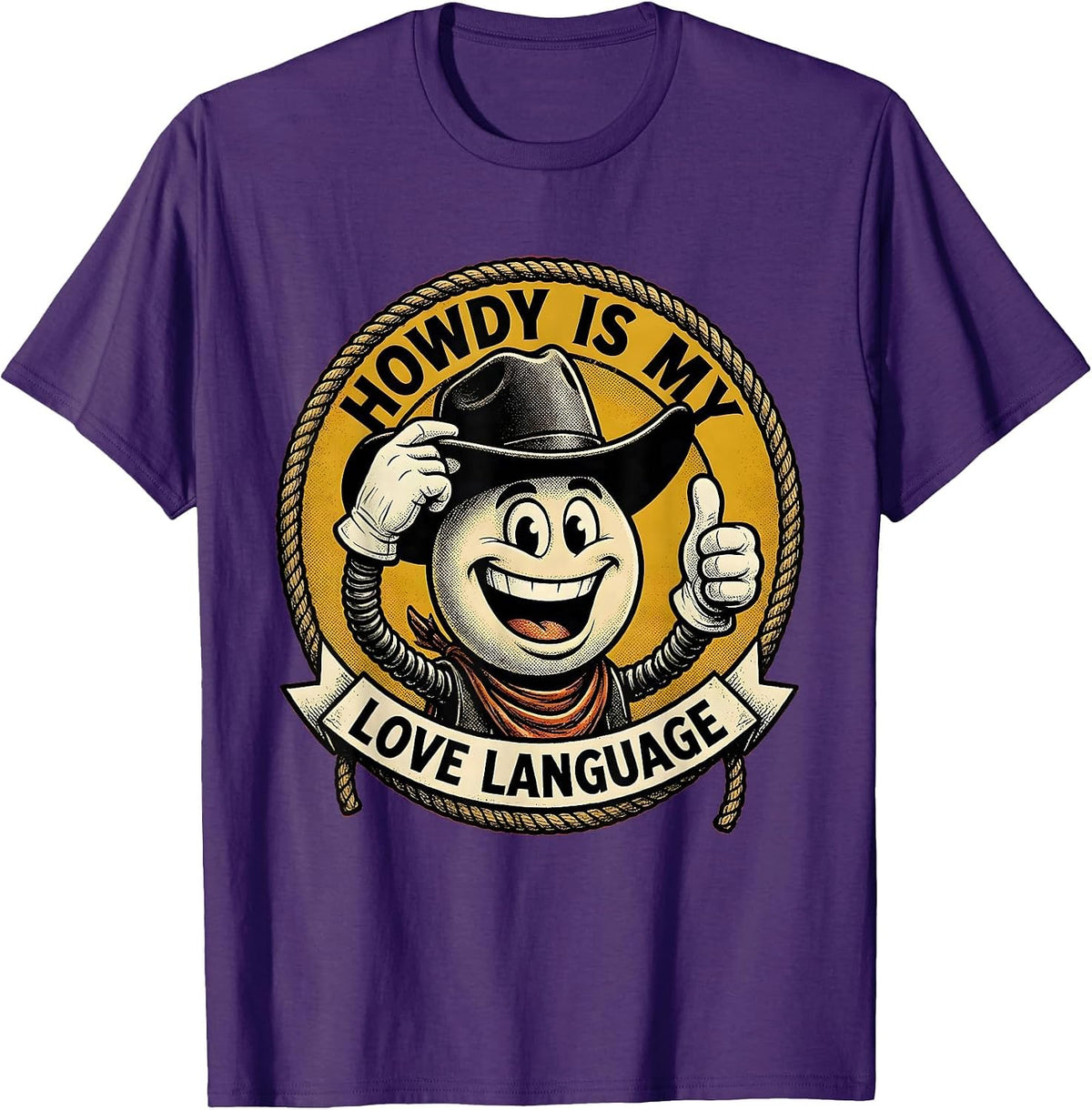Men's Howdy Is My Love Language Western Design T-Shirt - Purple