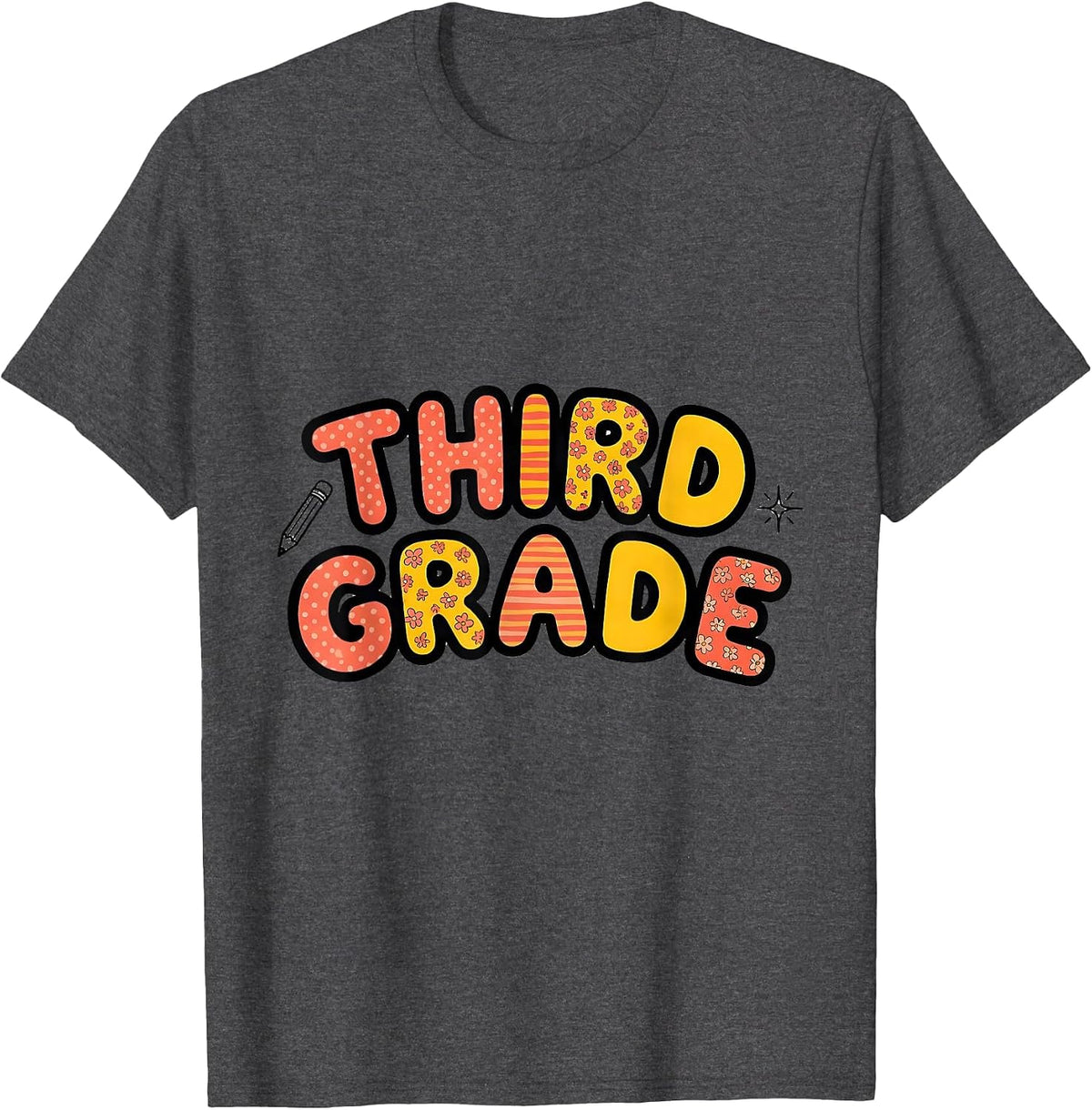 Men's Third Grade Playful Back To School Teacher Student First Day T-Shirt - Dark Heather Grey