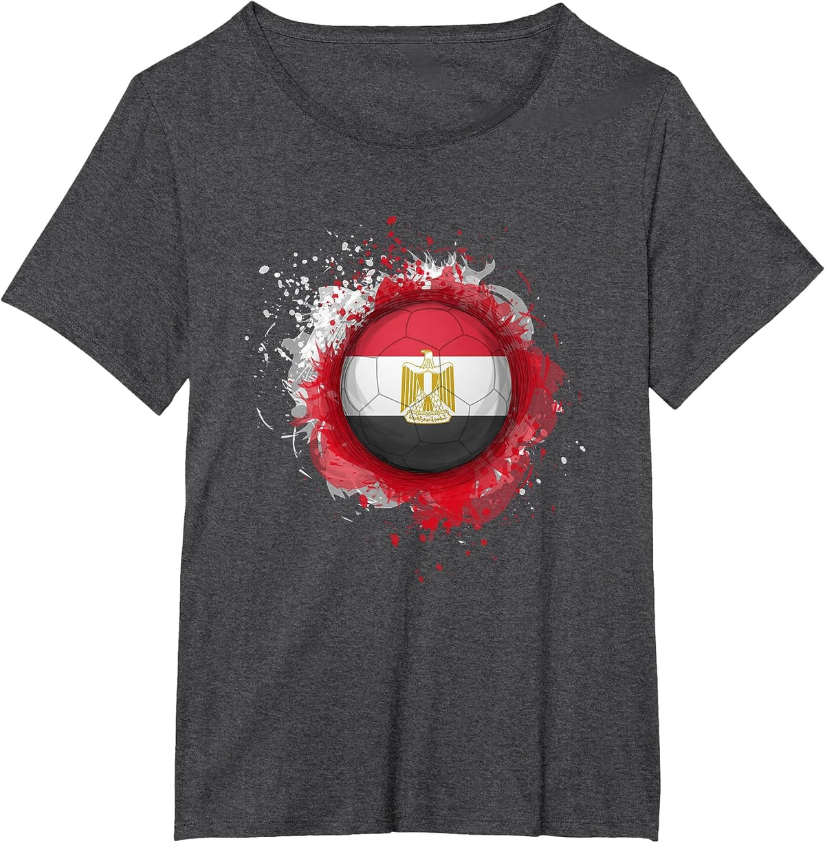 Proud Heritage Egypt Flag Soccer Ball T-Shirt - Dark Heather Grey