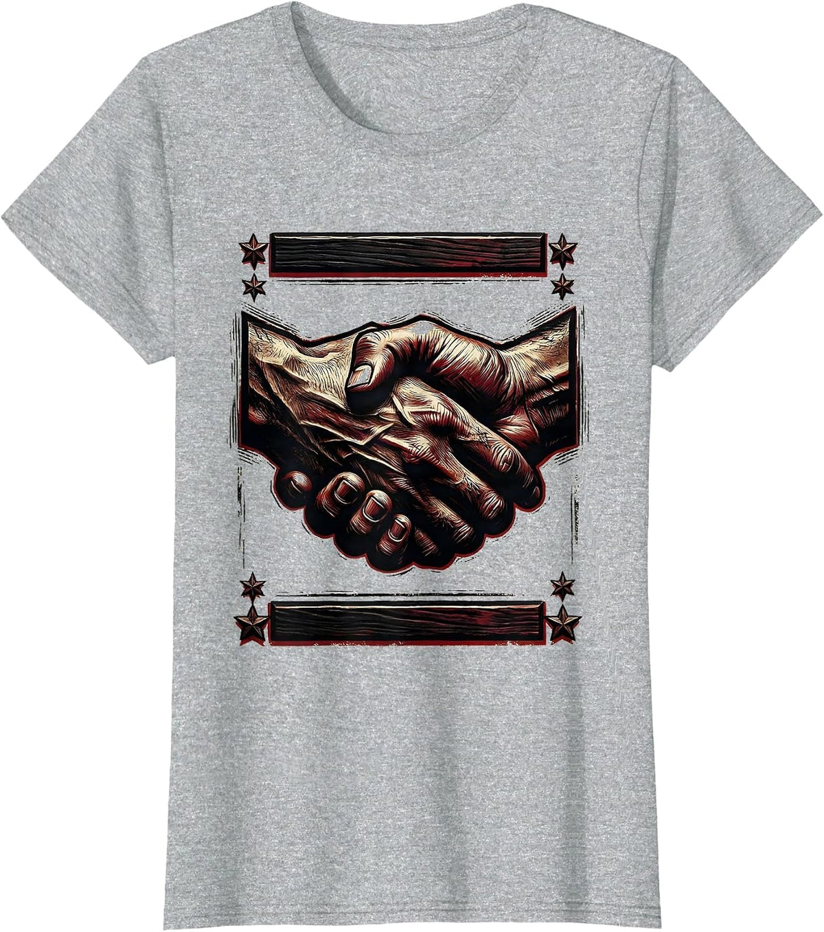 Hello Handshake Warm Greeting Illustration T-Shirt - Heather Grey