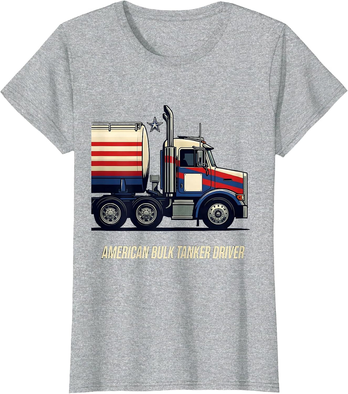American Bulk Tanker Driver Racing Livery Patriotic Trucker T-Shirt - Heather Grey