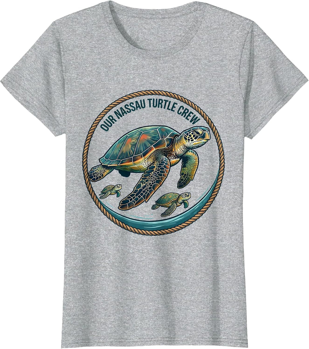 Women's Our Nassau Turtle Crew Retro Sea Turtle Ocean Animal Lover T-Shirt - Heather Grey
