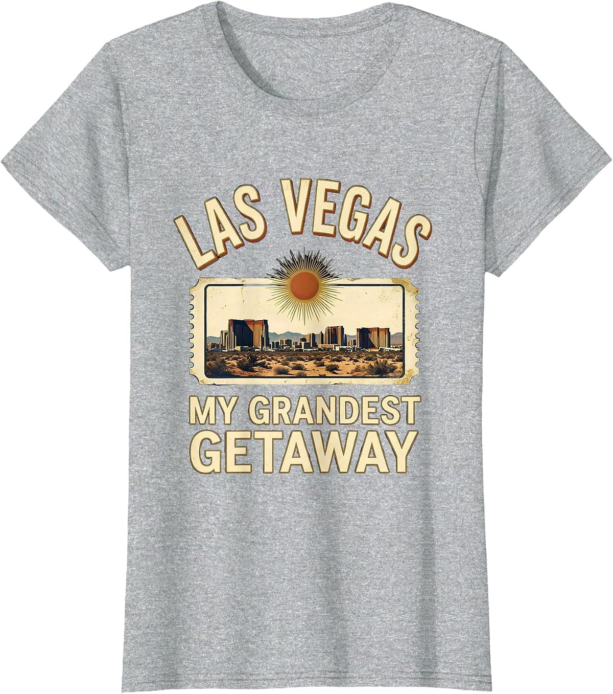 Las Vegas My Grandest Getaway Vintage Tourist Souvenir Trip T-Shirt - Heather Grey
