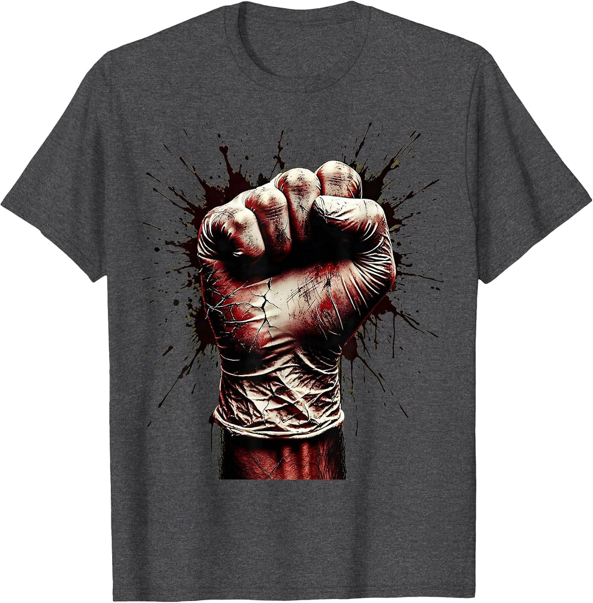 Surgeon Fist Pump Bloody Gloves Victory Graphic T-Shirt - Dark Heather Grey
