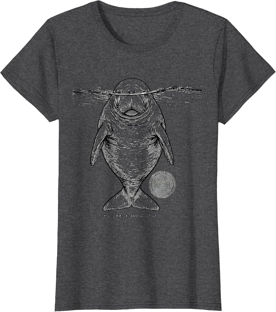 Women's Potato Verified, King's Bay, January Manatee Lover Crystal T-Shirt - Dark Heather Grey