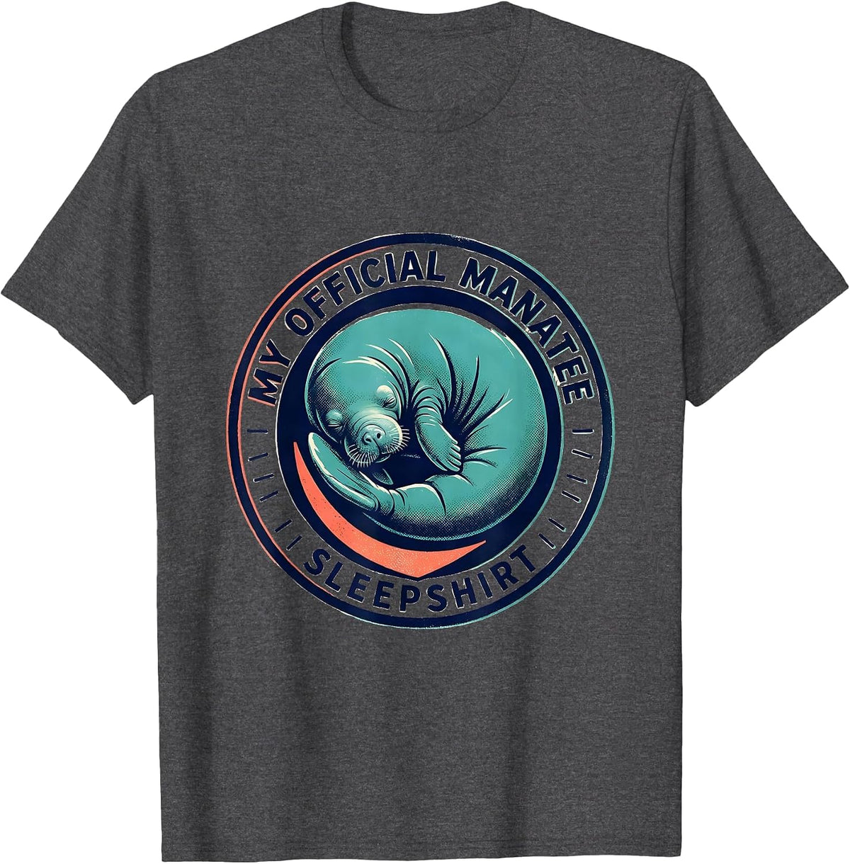 Men's My Official Manatee Sleepshirt Cute Animal Lover Pajama T-Shirt - Dark Heather Grey