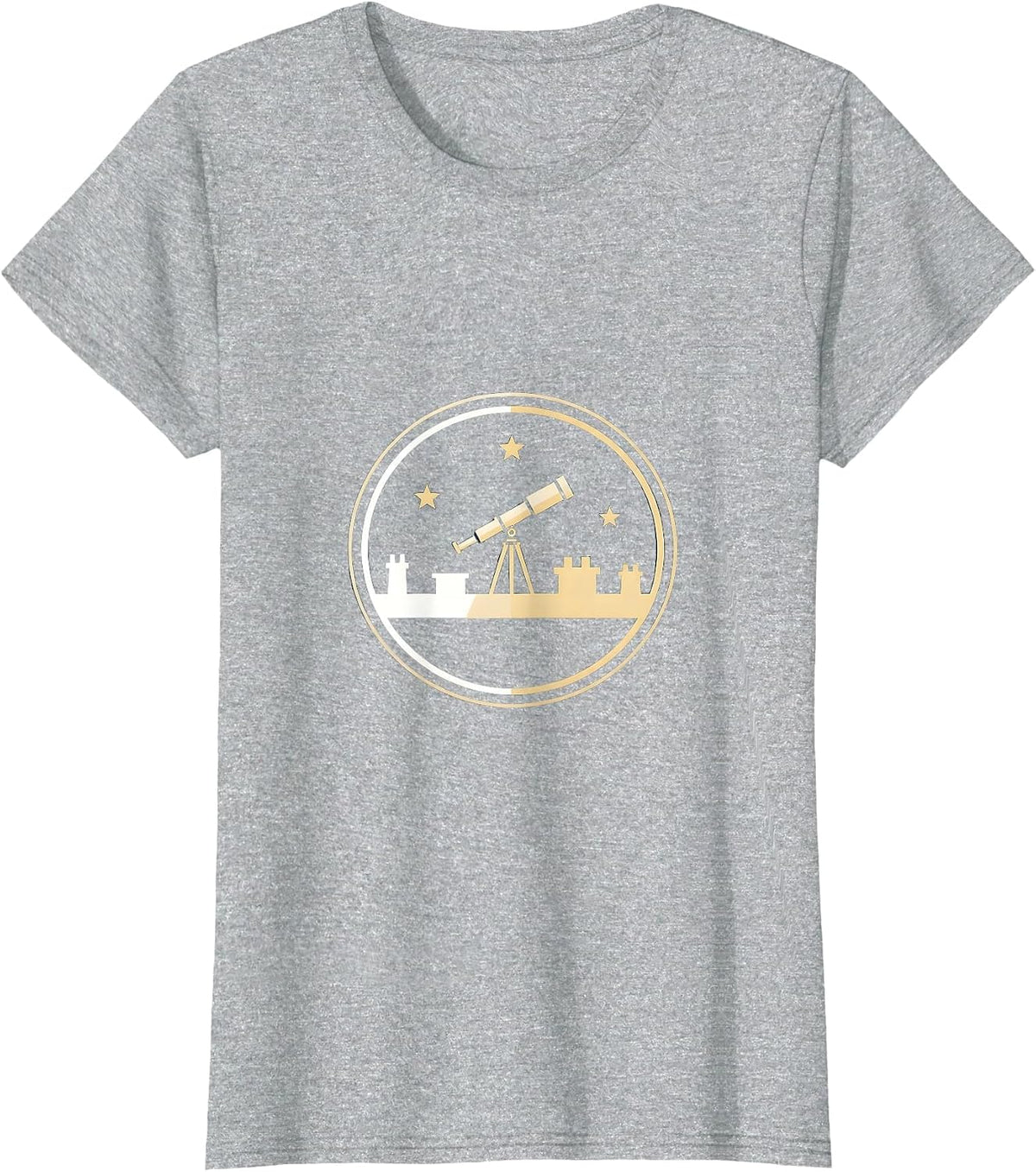 Rooftop Stargazer Telescope Astronomy Design T-Shirt - Heather Grey