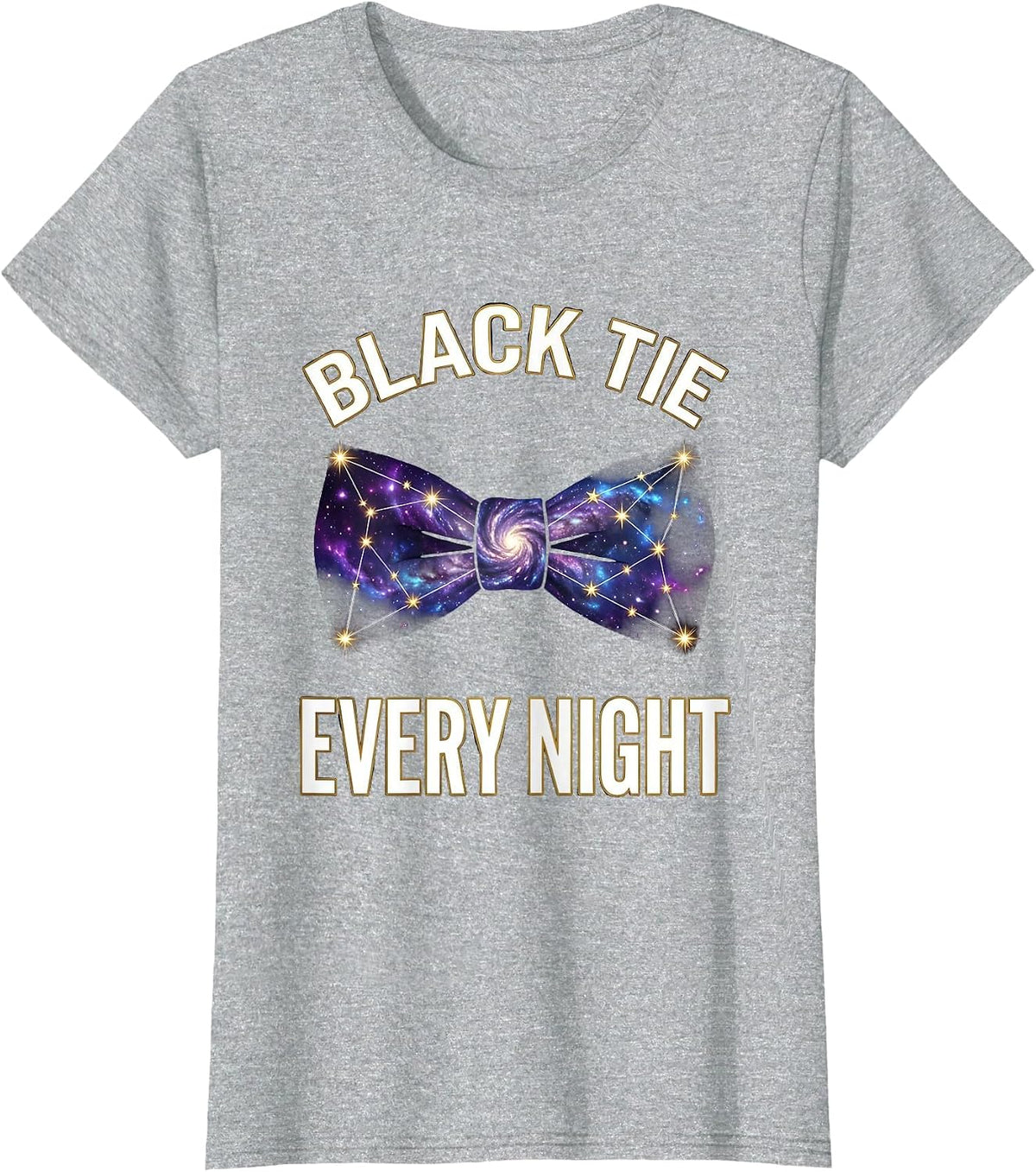 Black Tie Every Night Tuxedo Graphic Design T-Shirt - Heather Grey