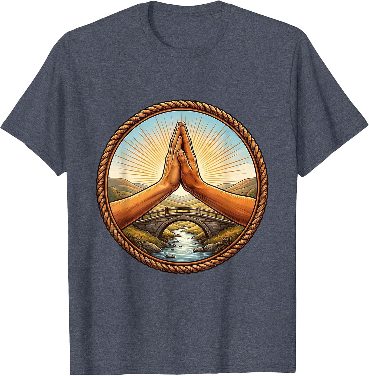 School Counselor High Five Bridge Graphic T-Shirt - Heather Blue