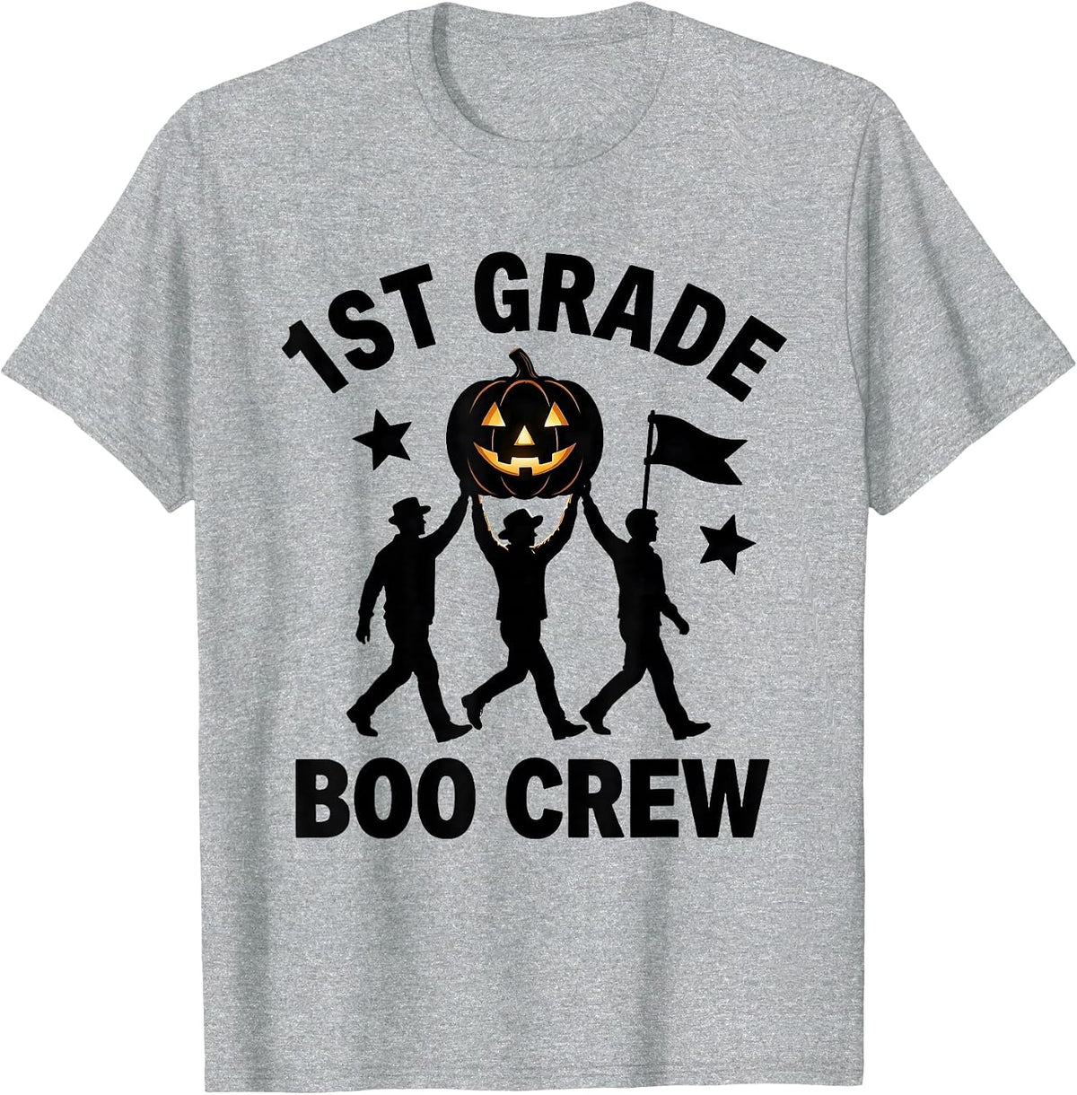 Men's 1st Grade Boo Crew Silly Halloween Teacher Student Matching T-Shirt - Heather Grey