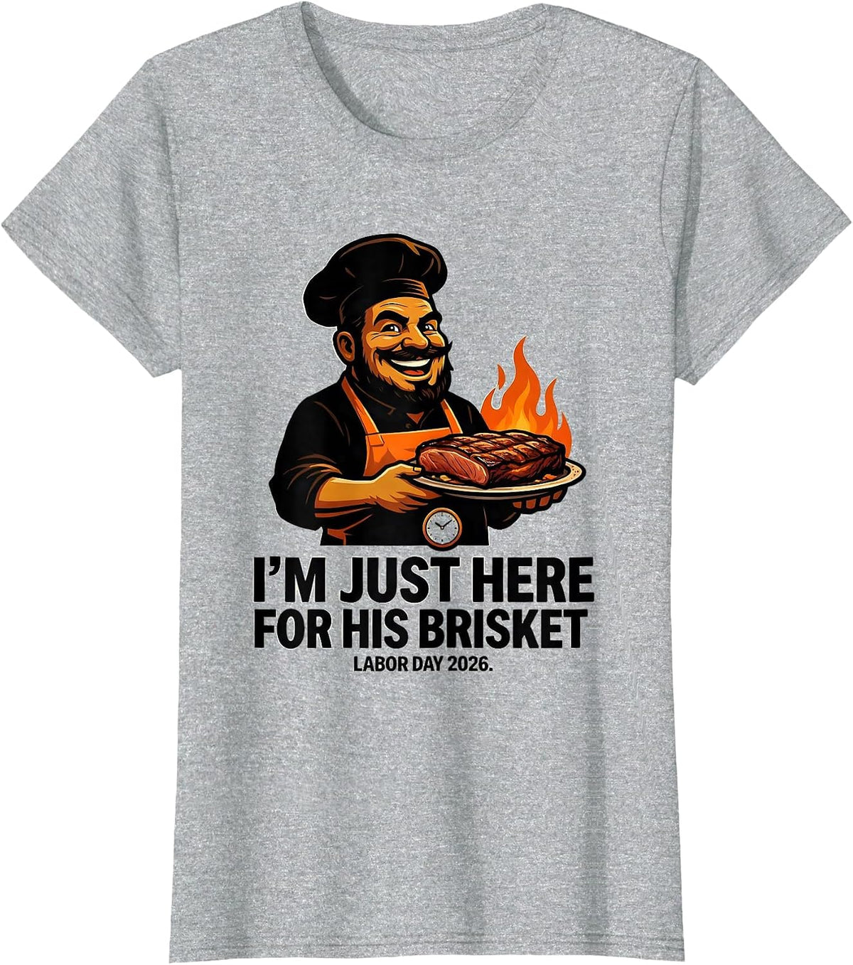 I'm Just Here For His Brisket Funny BBQ Dad Humor T-Shirt - Heather Grey