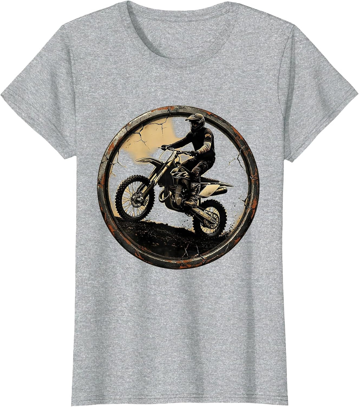 Dirt Bike Rider Distressed Motocross Crash Humor T-Shirt - Heather Grey
