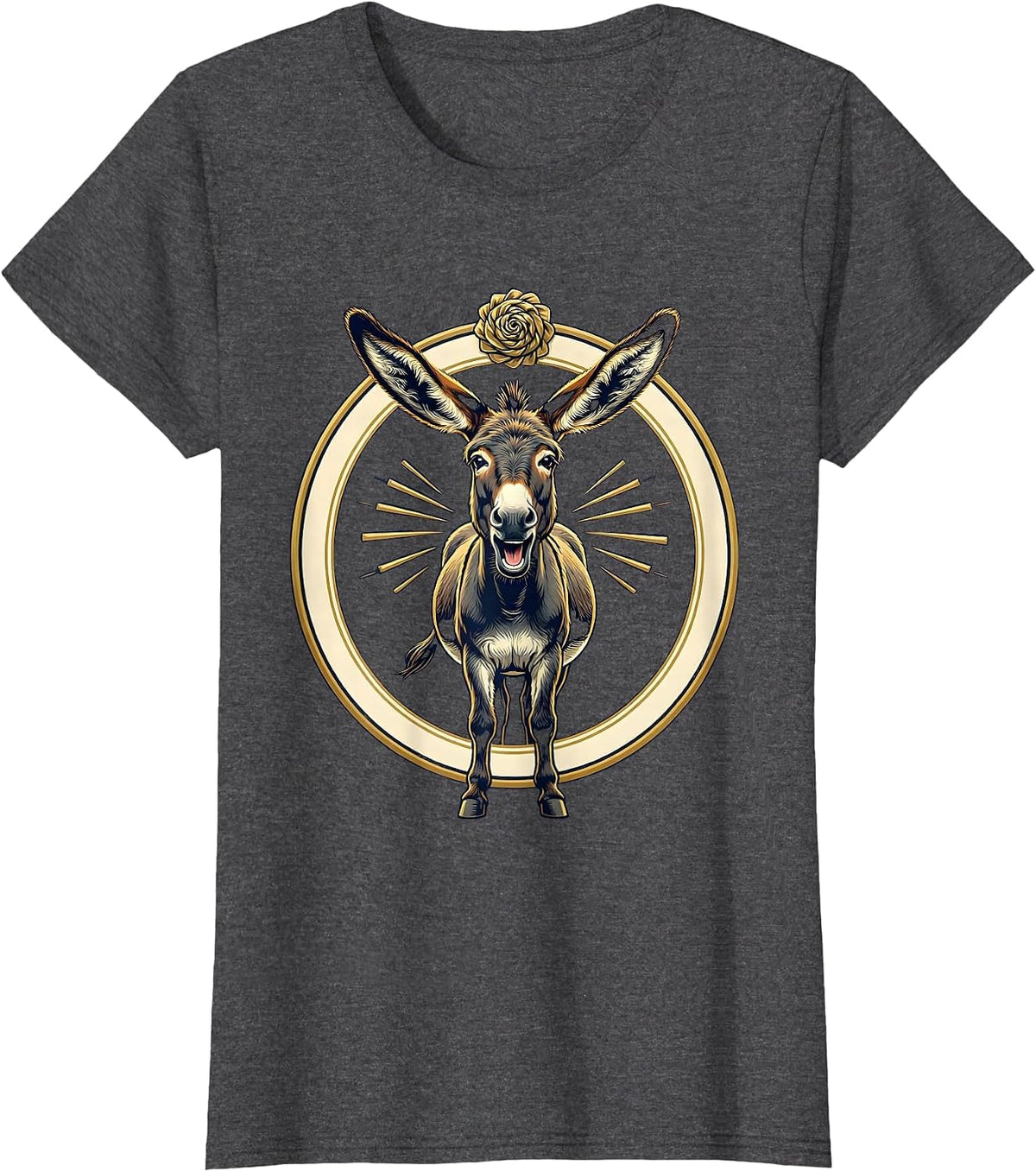 Women's Donkey Portrait Funny Animal Humor Novelty Gift T-Shirt - Dark Heather Grey