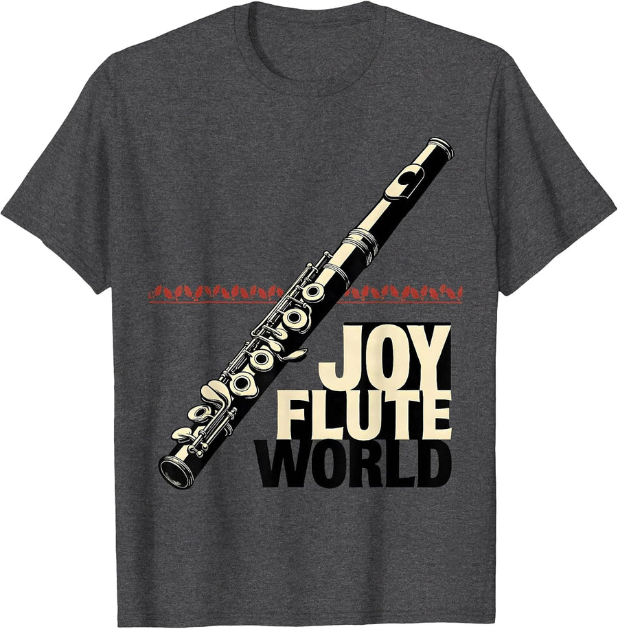 Men's Joy Flute World Funny Band Instrument Player Humor T-Shirt - Dark Heather Grey