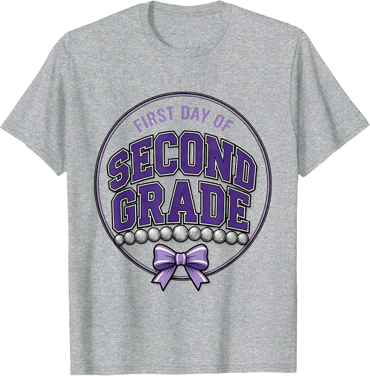 Men's First Day Of Second Grade Sparkle Varsity Back To School T-Shirt - Heather Grey