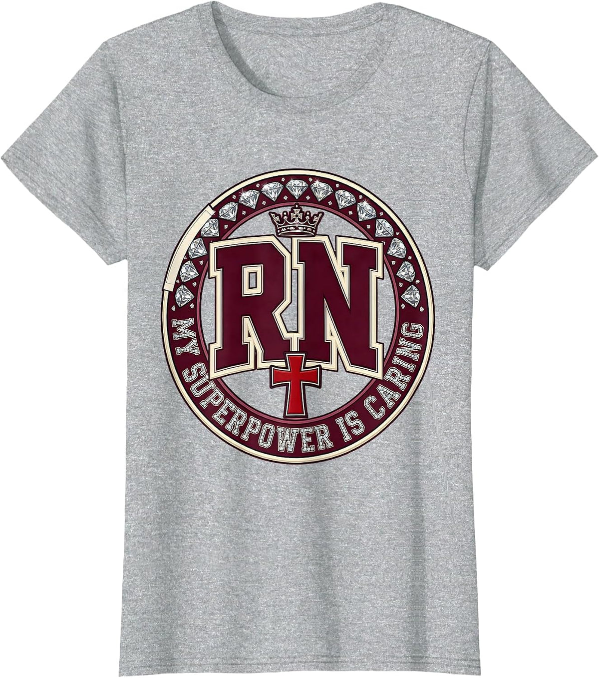 School Nurse My Superpower Is Caring Design T-Shirt - Heather Grey