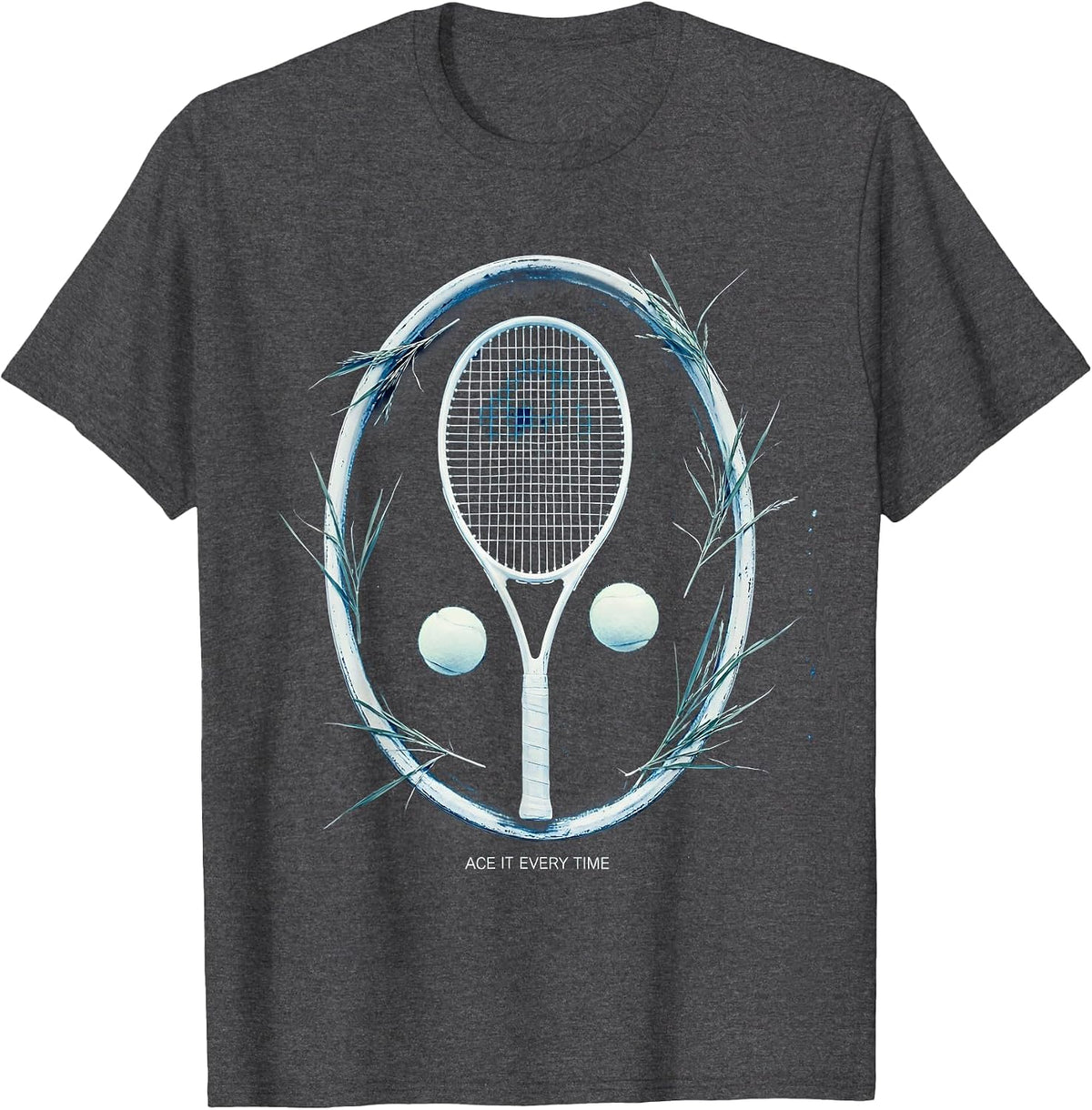 Ace It Every Time Tennis Graphic Design T-Shirt - Dark Heather Grey