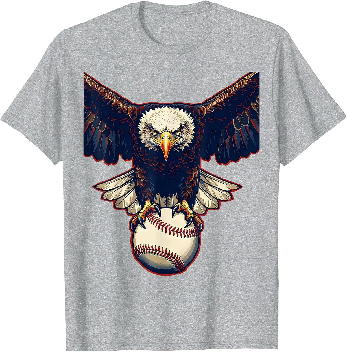 Men's Eagle Clutching Baseball Fierce Talons Graphic T-Shirt - Heather Grey