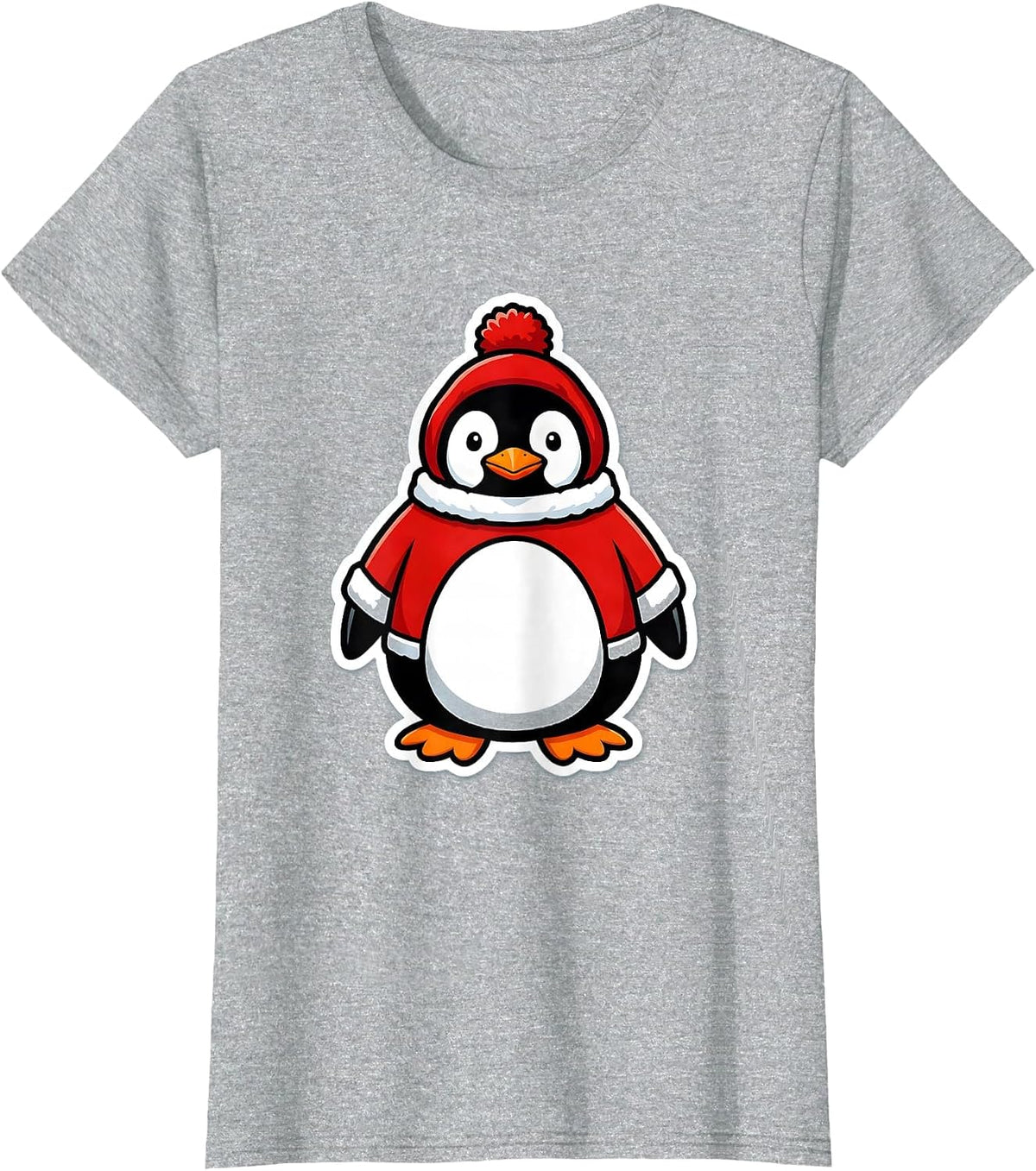Rounded Penguin Christmas Sweater Funny Penguin Lover Gift T-Shirt - Heather Grey