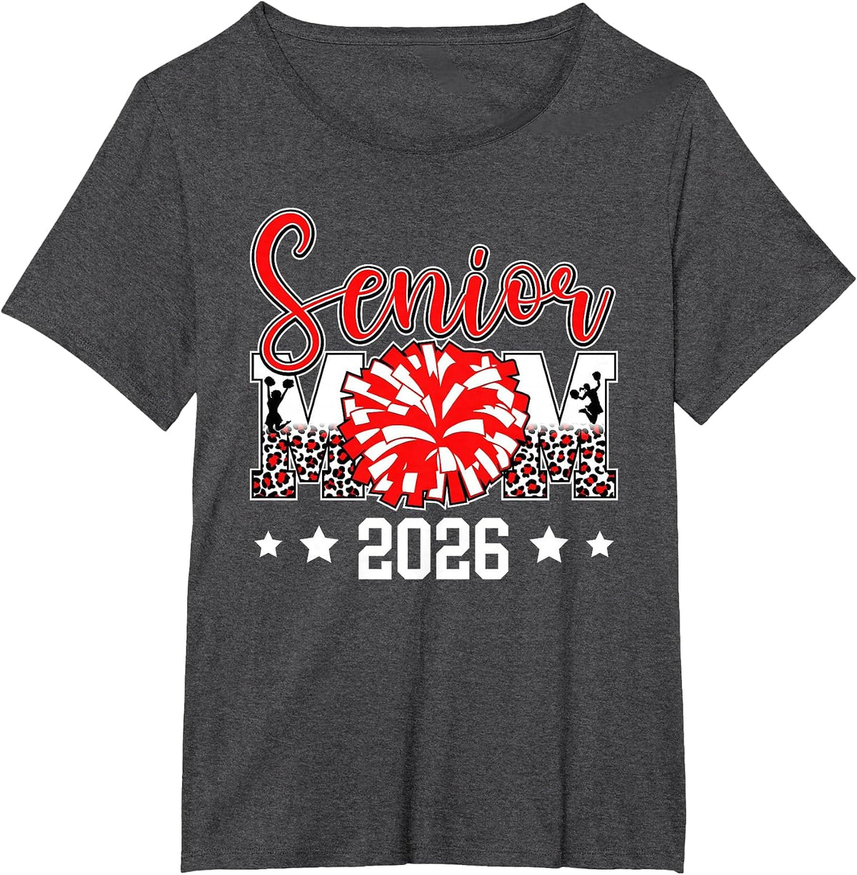 Cute Cheer Senior Mom 2026 Cheerleading Senior Mother 2026 T-Shirt - Dark Heather Grey