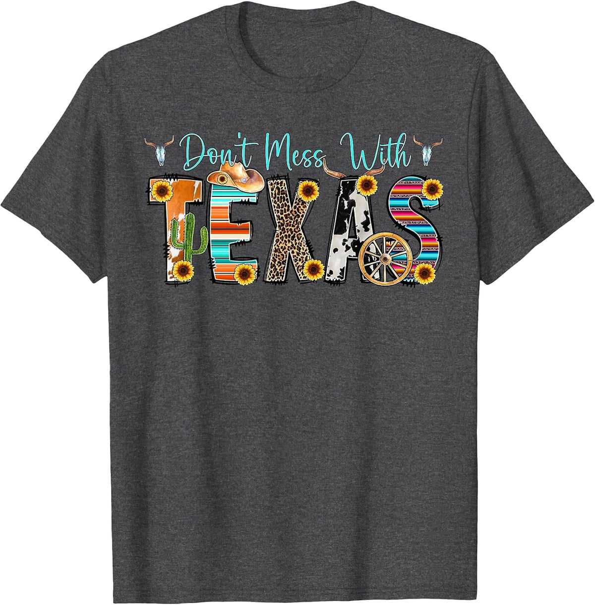 Don't Mess with Vintage Texas Longhorn Lone Star State Shirt T-Shirt - Dark Heather Grey