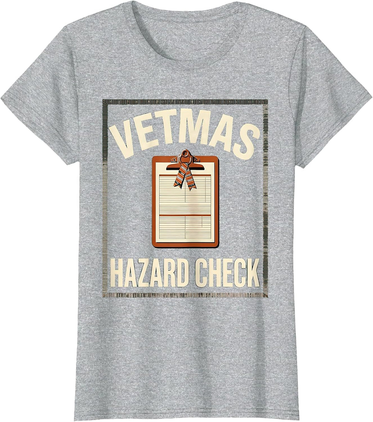Women's Vetmas Hazard Check Funny Veterinarian Christmas Vet Tech T-Shirt - Heather Grey