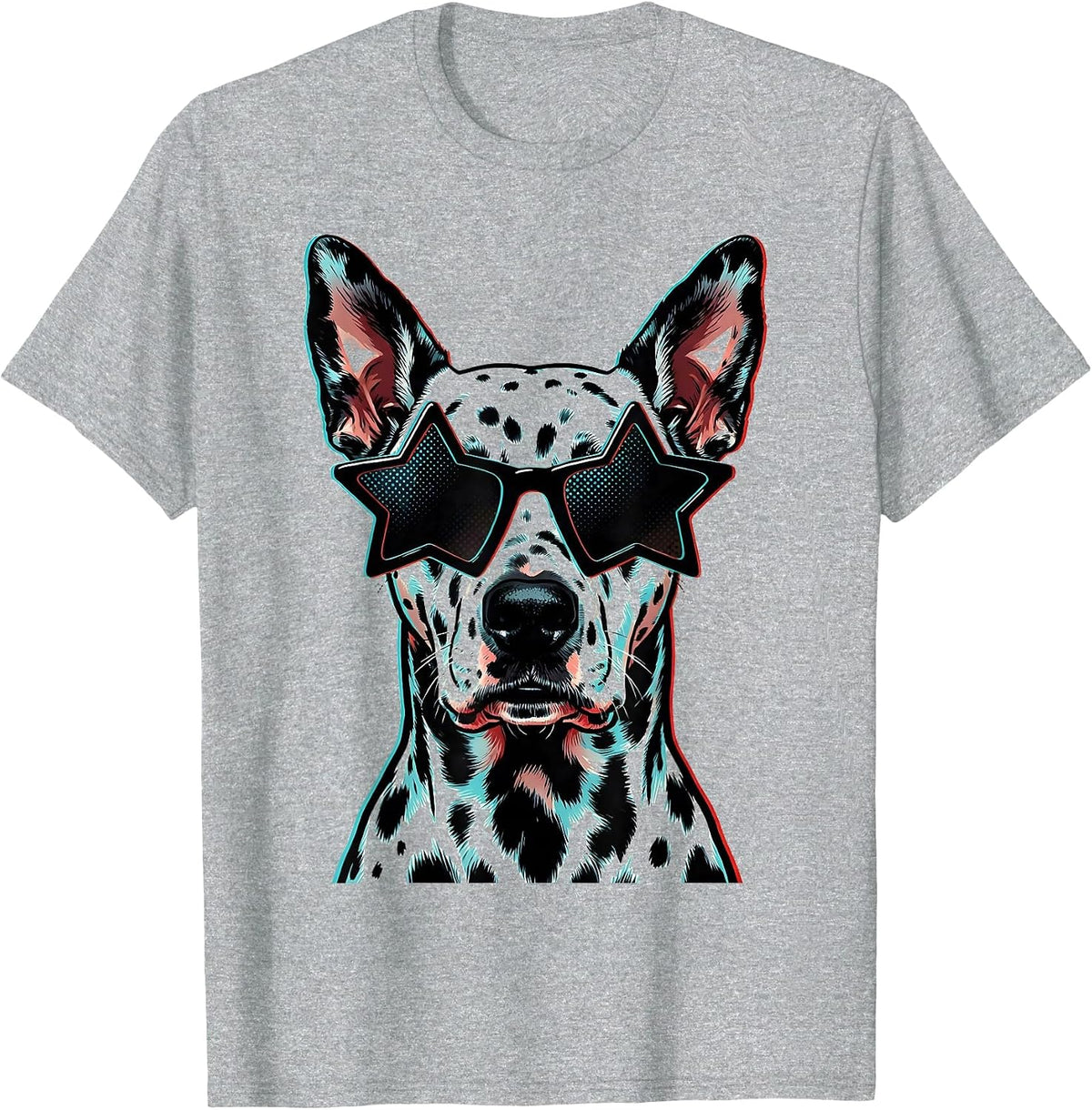 Men's Dalmatian Sunglasses Pop Art Dog Breed Portrait T-Shirt - Heather Grey