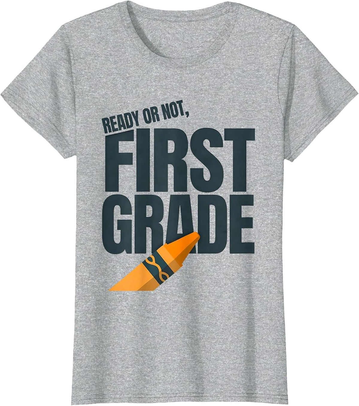 Women's Ready Or Not, First Grade Editorial Conceptual Back T-Shirt - Heather Grey