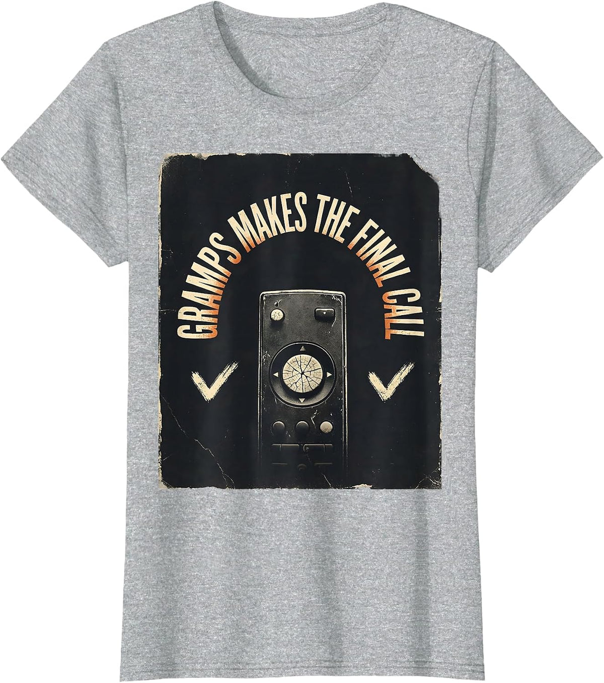 Gramps Makes The Final Call Distressed Funny Grandpa Gift T-Shirt - Heather Grey