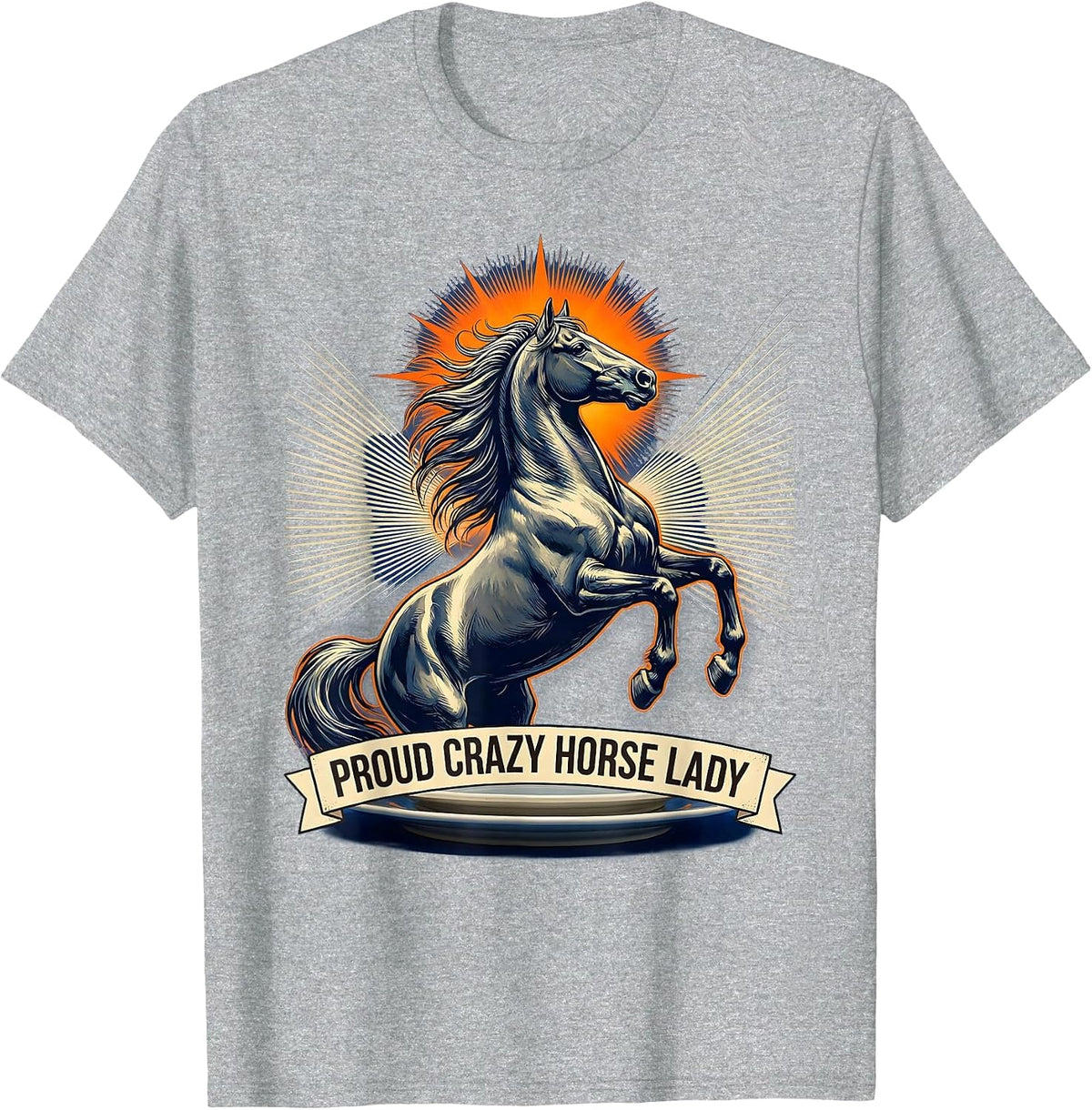 Men's Proud Crazy Horse Lady Equestrian Design T-Shirt - Heather Grey