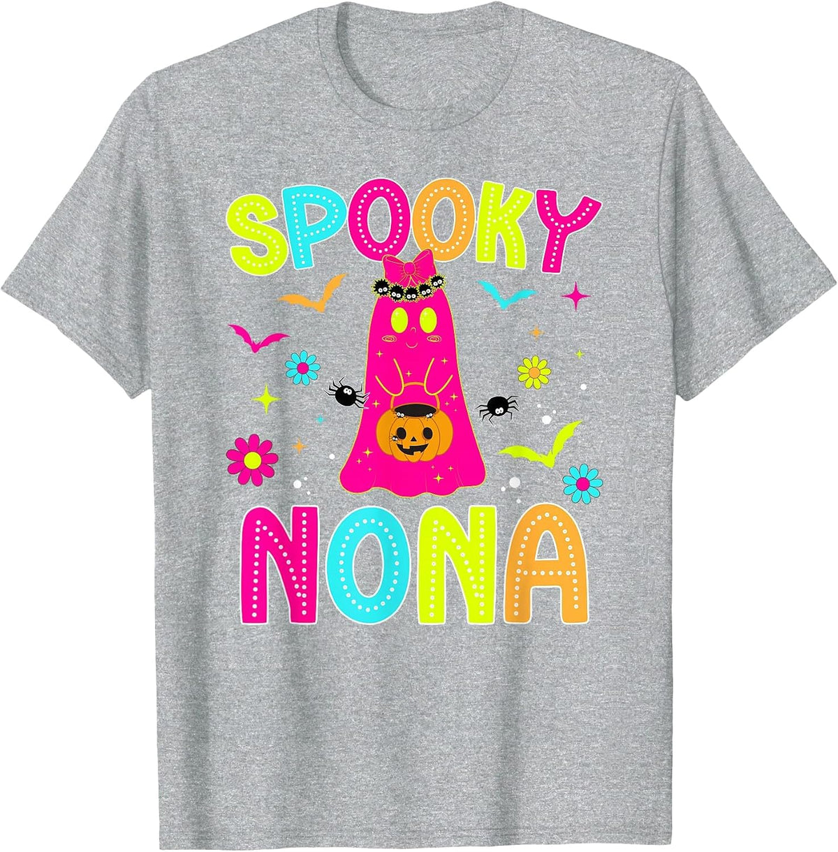 Spooky Nona Grandma Halloween Nona Grandmother Preppy T-Shirt - Heather Grey