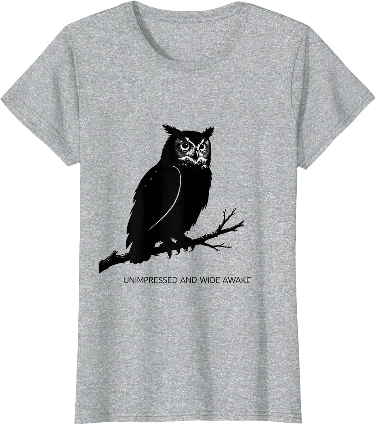 Women's Unimpressed And Wide Awake Vintage Owl Bird Lover Humor T-Shirt - Heather Grey