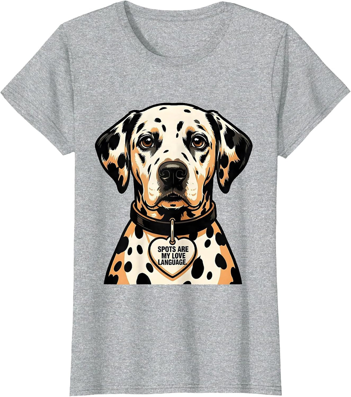 Spots Are My Love Language Dalmatian Design T-Shirt - Heather Grey