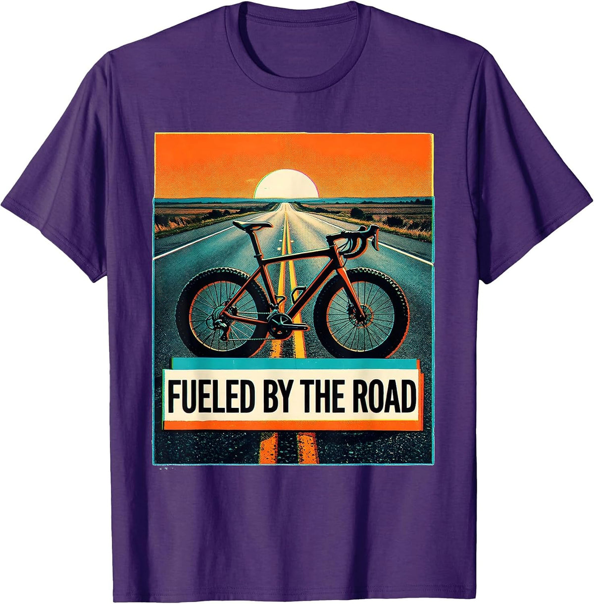 Fueled by the Road Cycling Bike Design T-Shirt - Purple