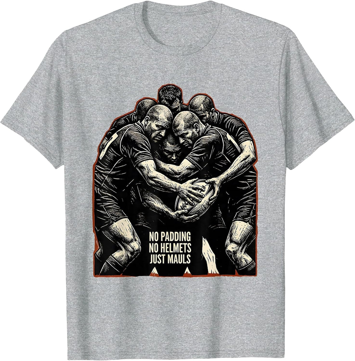 Men's No Padding No Helmets Just Mauls Funny Rugby Player Vintage T-Shirt - Heather Grey